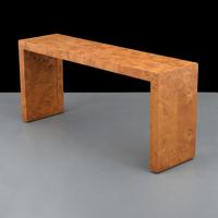 Milo Baughman Burl Wood Console Table - Sold for $1,375 on 04-23-2022 (Lot 396).jpg